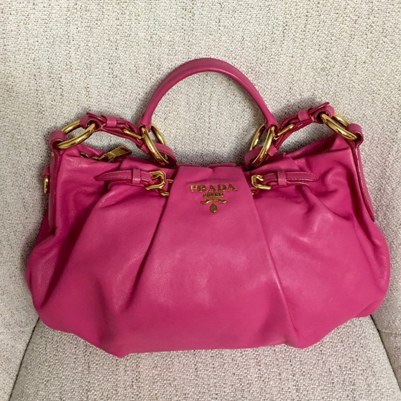 Prada Handbags - PRADA authentic pink leather shoulder bag